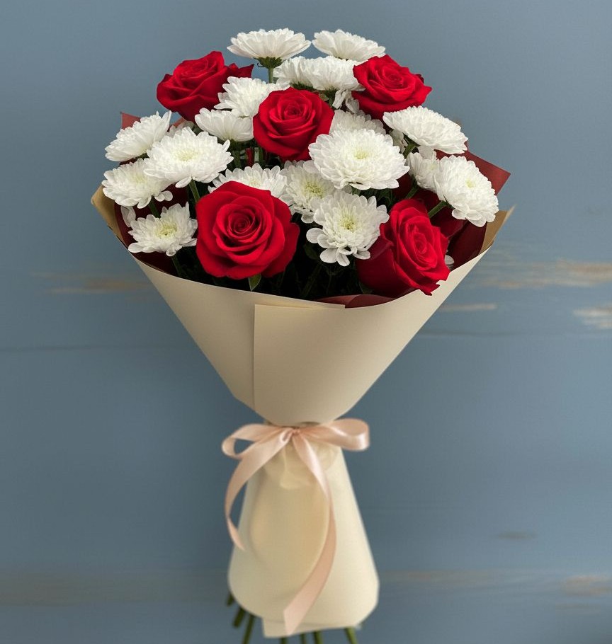 Букет цветов из: Розы и Хризантемы в Калуге