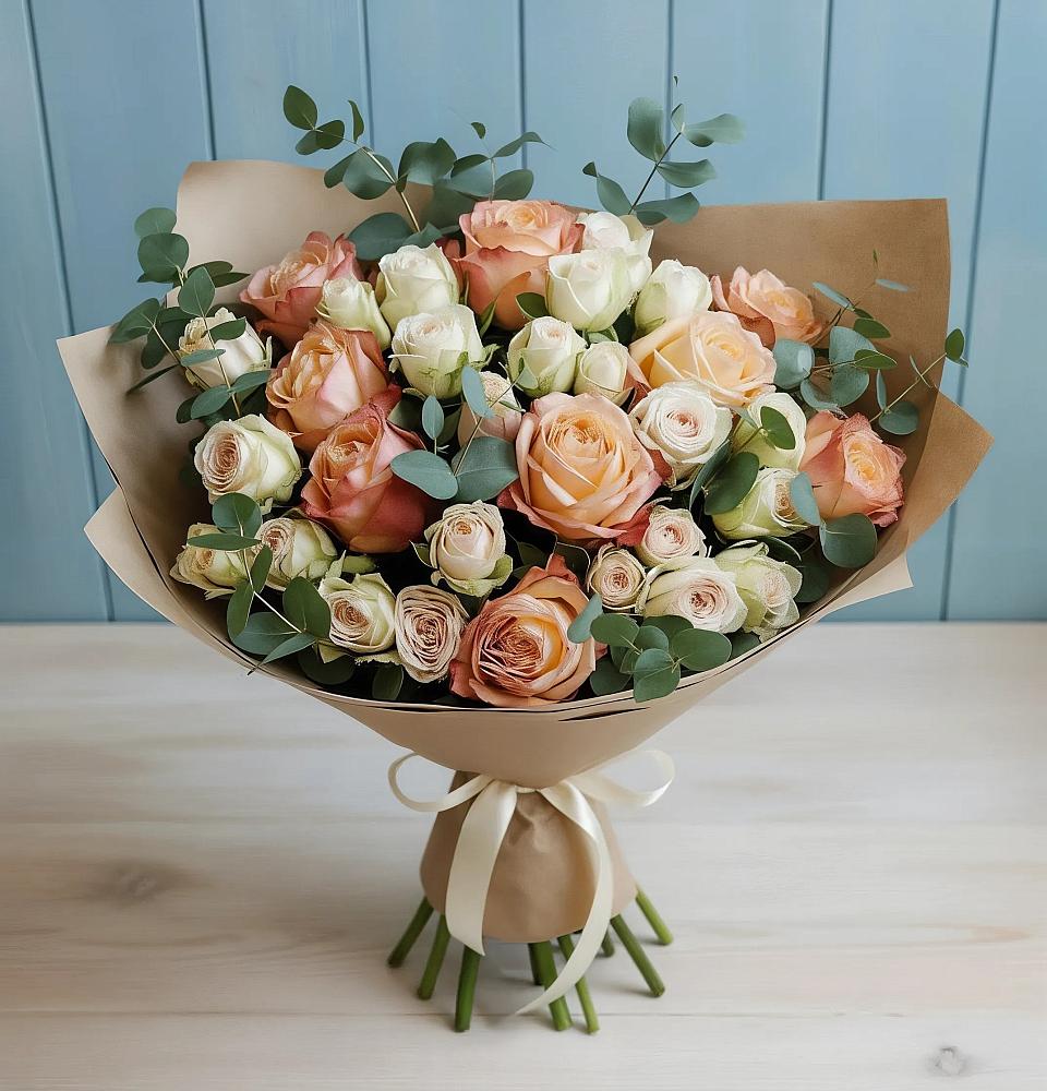 Букет цветов из: Альстромерии и Розы в Калуге