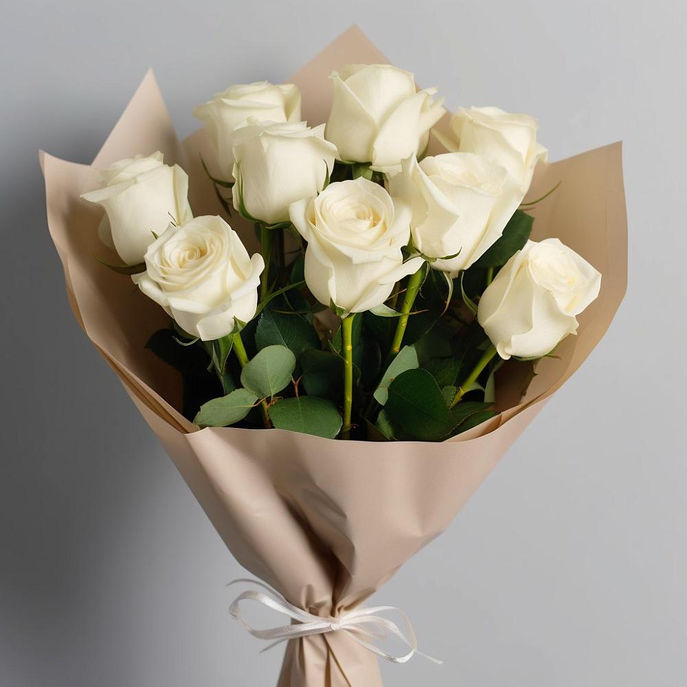 Букет 9 Белых роз Эдлесс Лав в Калуге