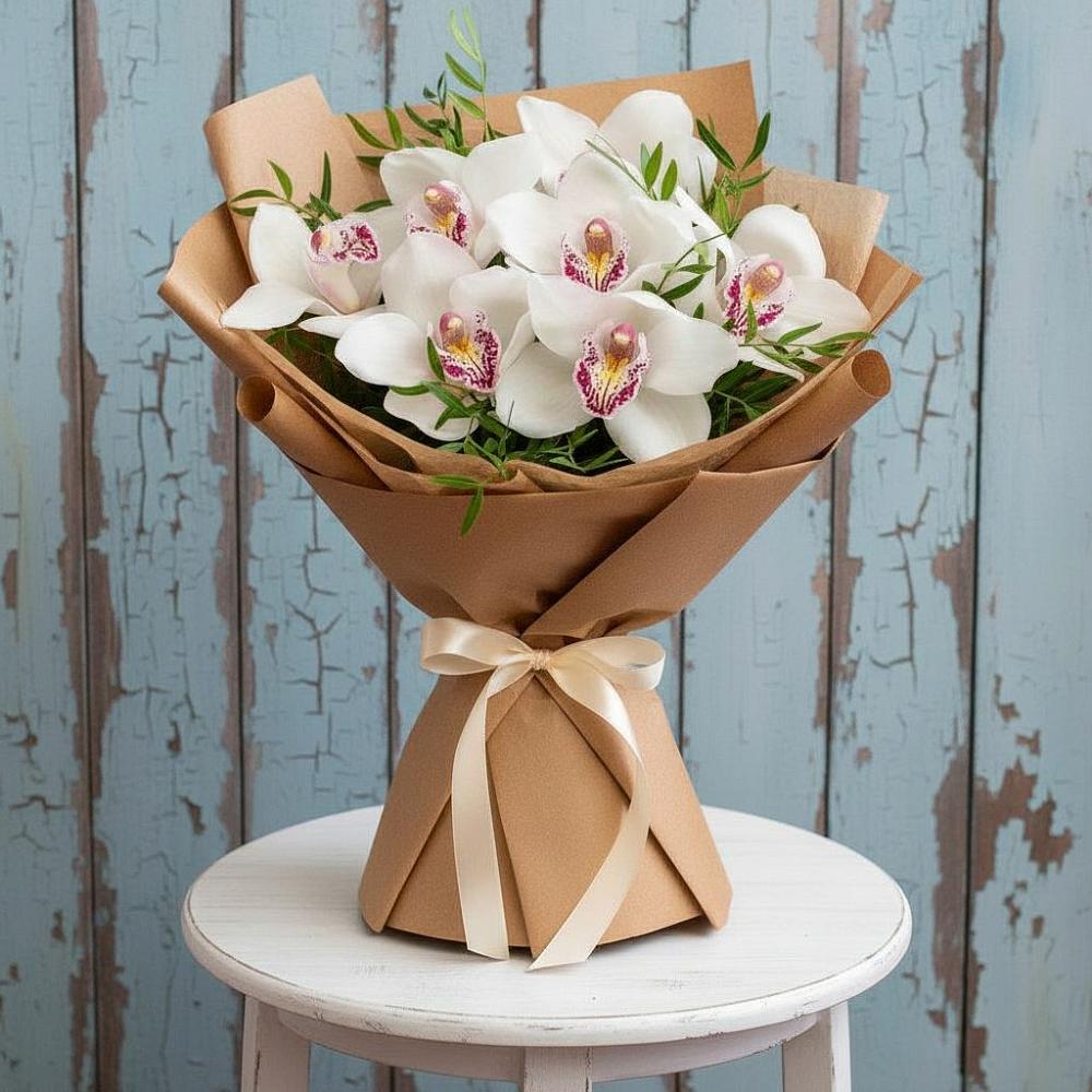 Букет цветов из: Орхидеи и Розы в Калуге