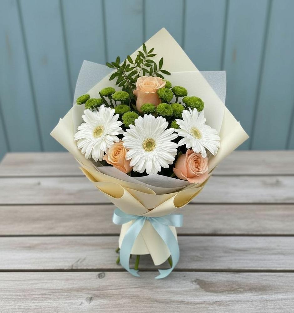 Букет цветов из: Герберы, Розы и Хризантемы в Калуге