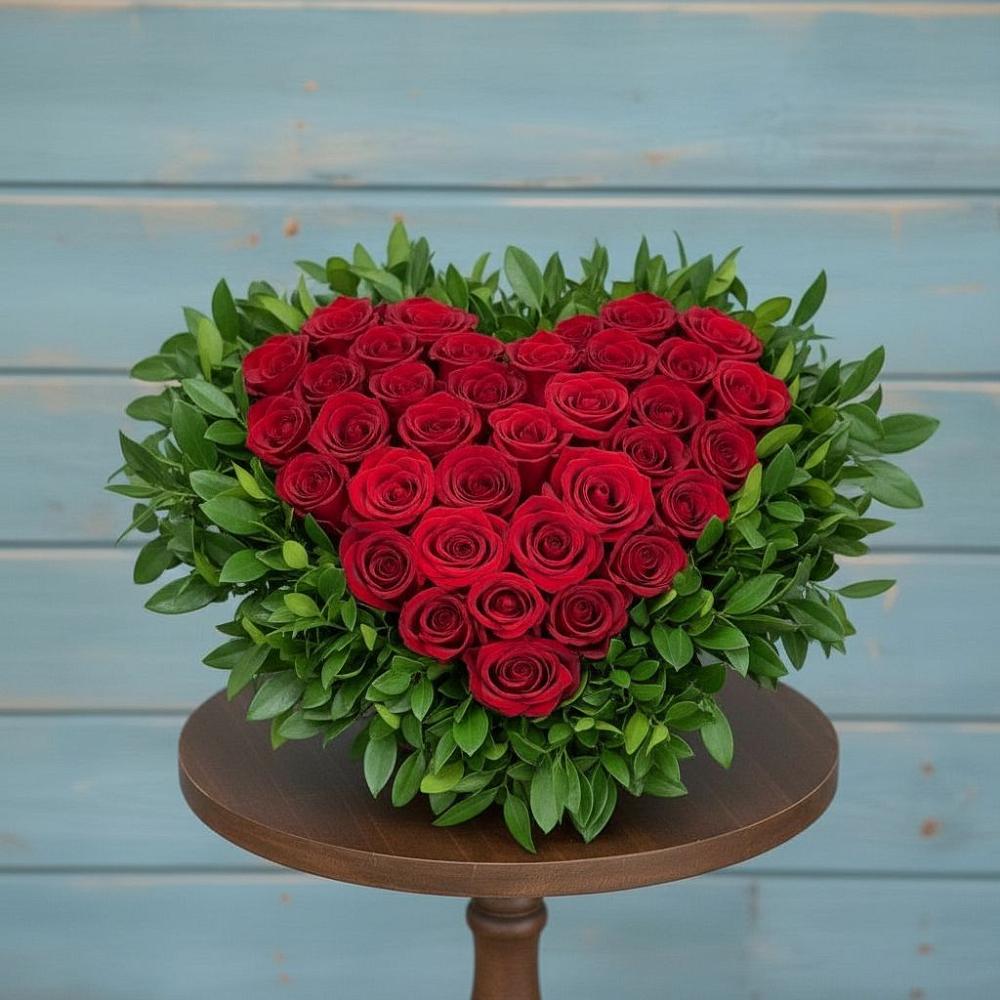 Цветочная композиция из Розы в виде сердца в Калуге