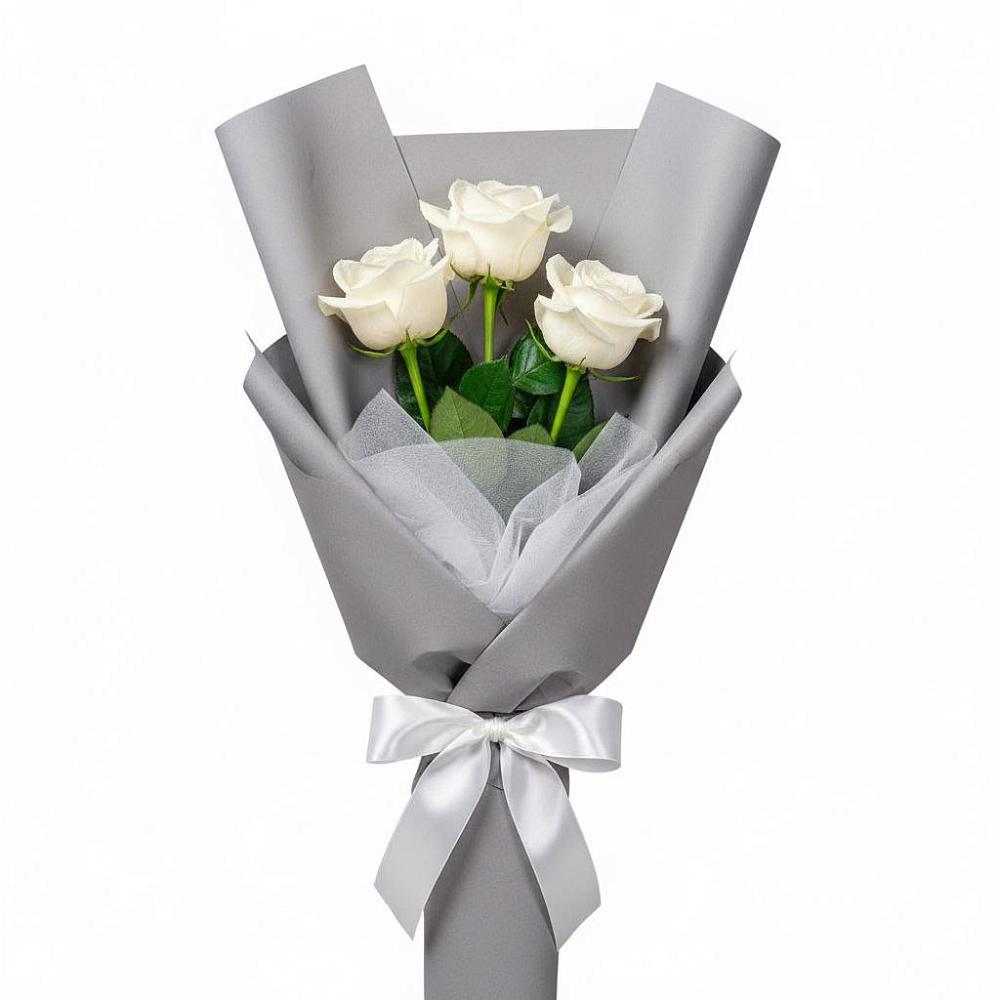 Букет 3 белые розы в Калуге