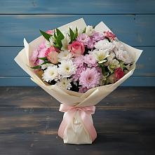 Букет цветов из:  Хризантемы, Альстромерии и Розы в Калуге