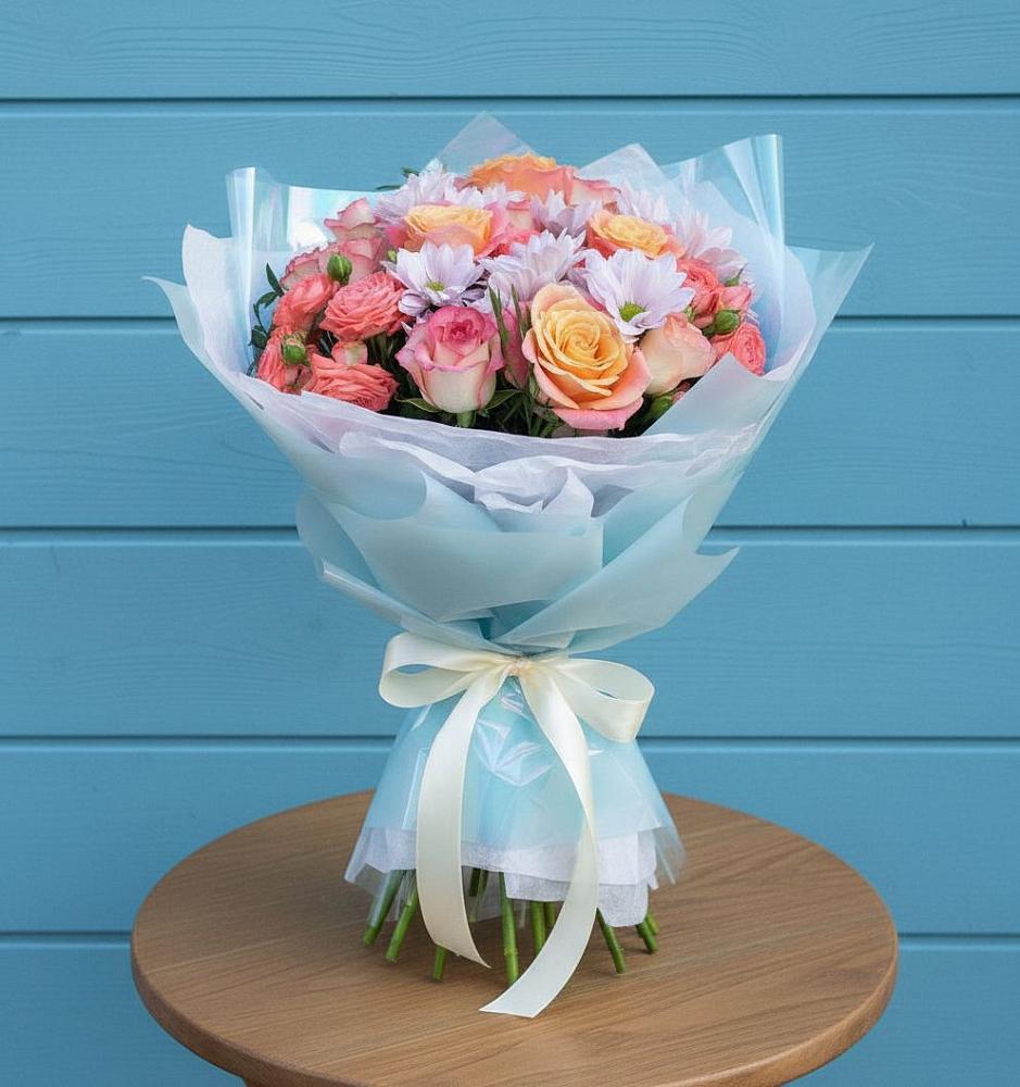 Букет цветов из: Хризантемы и Розы в Калуге