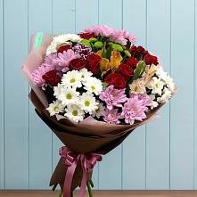 Букет цветов из:  Розы, Хризантемы и Альстромерии в Калуге