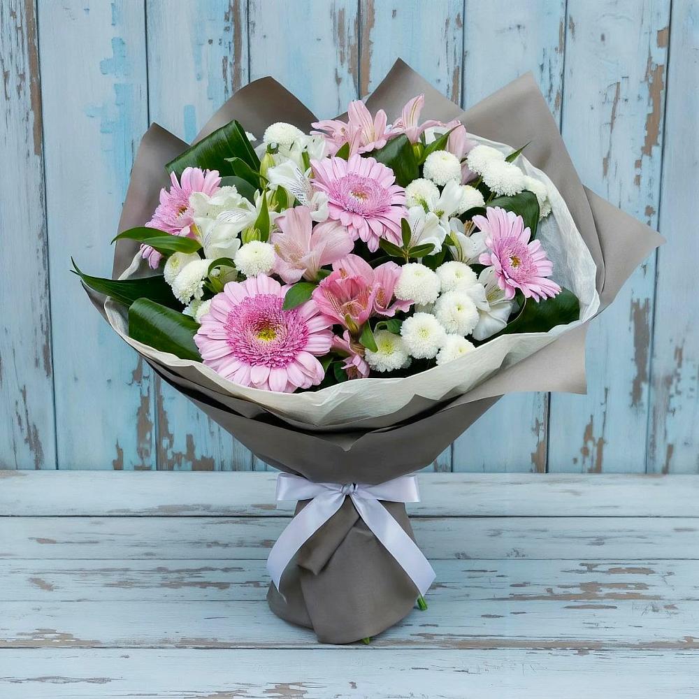 Букет цветов из: Герберы, Альстромерии и Хризантемы в Калуге